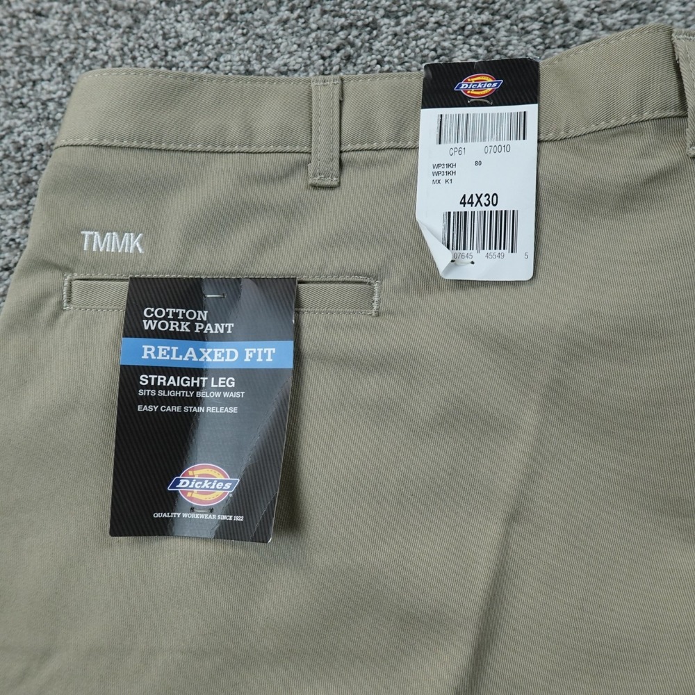 NEW Dickies Pants‎ Mens 44X30 Beige Tan Khaki Chino Trouser Relaxed Fit Straight